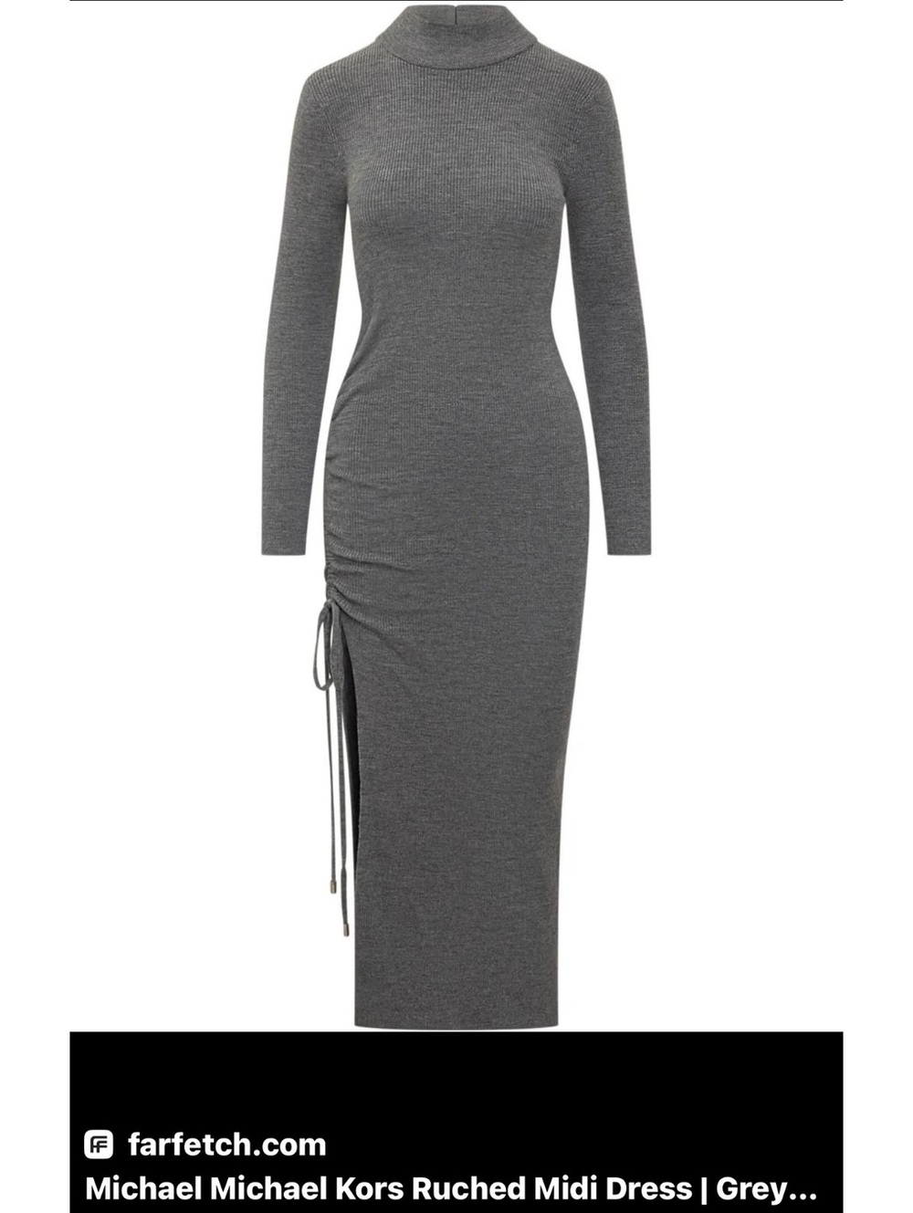 NWT Michael Kors Stretch Wool Ruched Maxi Dress Derby Heather M $325